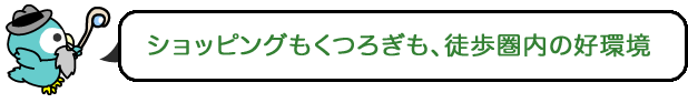 ショッピングもくつろぎも、徒歩圏内の好環境